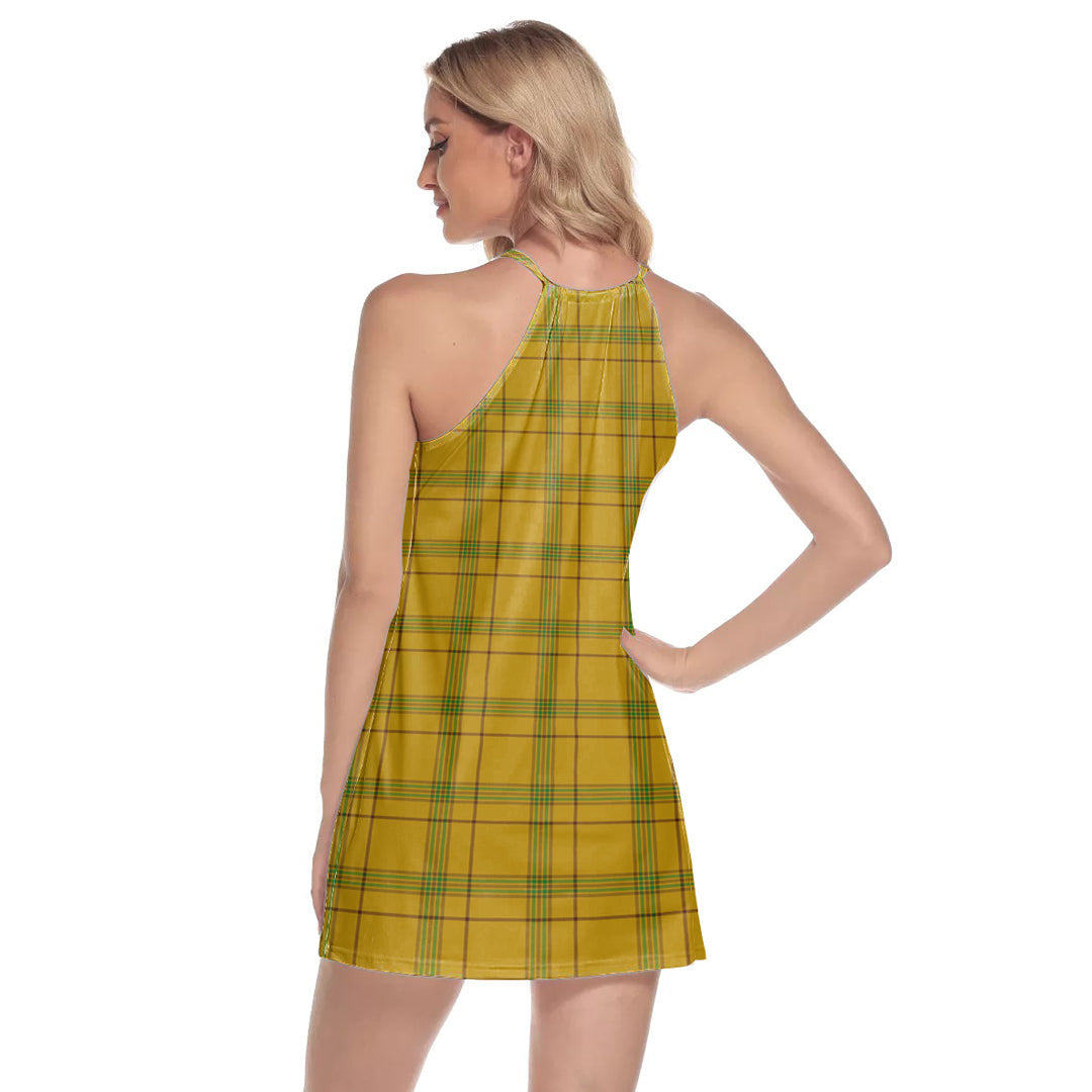 Houston Tartan Crest Round Neck Above Knee Dress