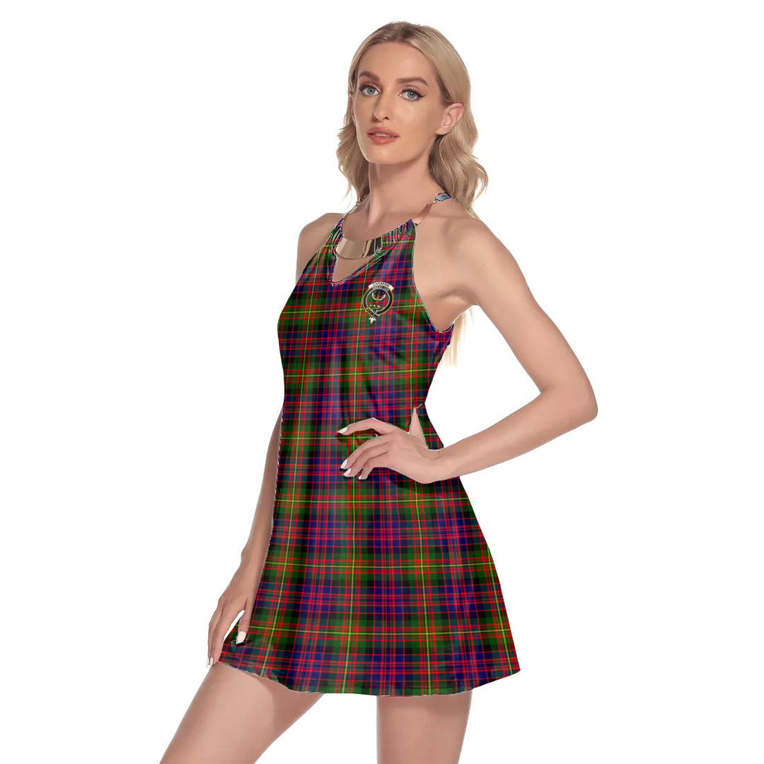 Carnegie Modern Tartan Crest Round Neck Above Knee Dress