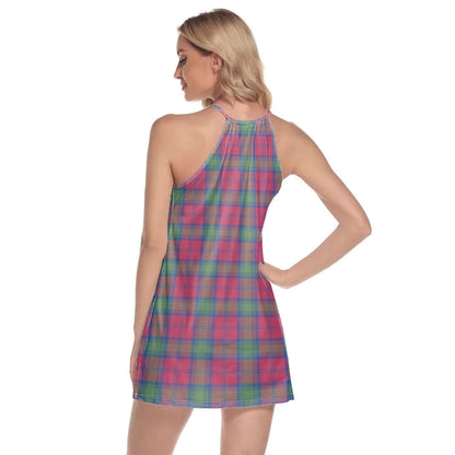 Lindsay Ancient Tartan Crest Round Neck Above Knee Dress