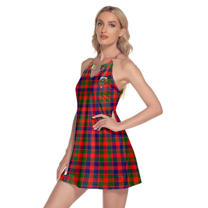 Gow Modern Tartan Crest Round Neck Above Knee Dress