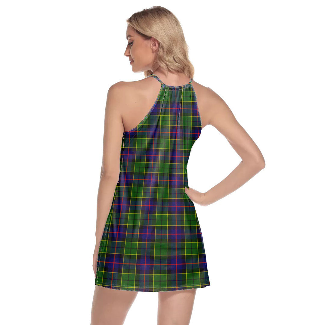 Forsyth Modern Tartan Crest Round Neck Above Knee Dress