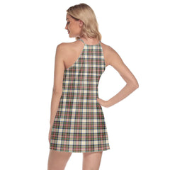 Stewart Dress Ancient Tartan Crest Round Neck Above Knee Dress