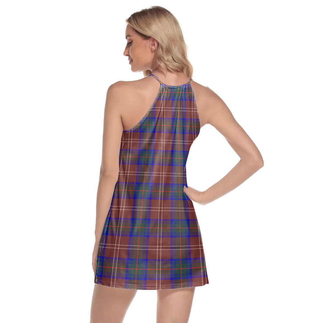 Chisholm Hunting Modern Tartan Crest Round Neck Above Knee Dress