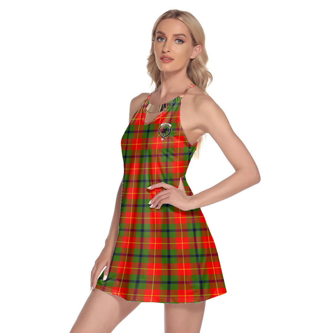 Turnbull Dress Tartan Crest Round Neck Above Knee Dress