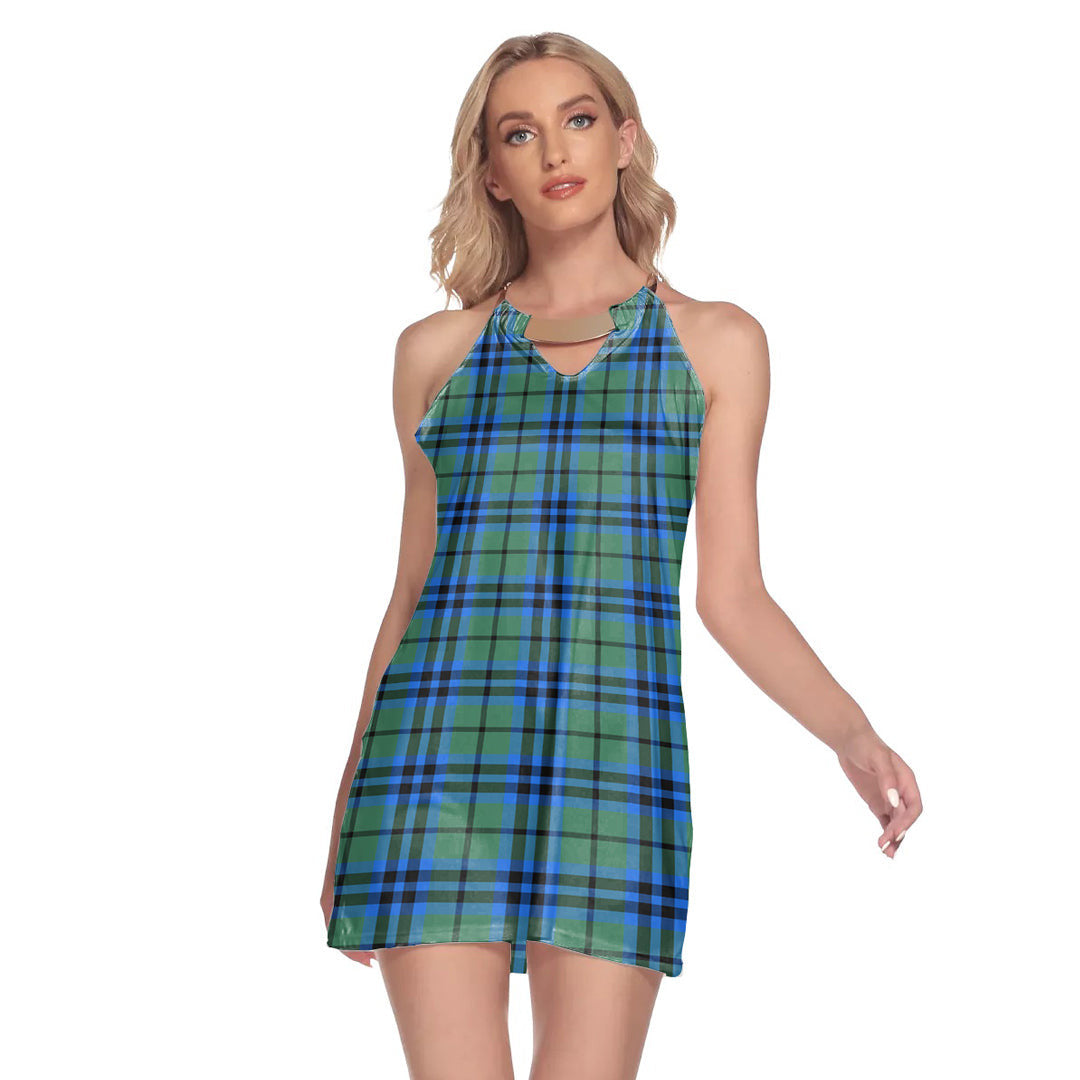 Falconer Tartan Plaid Round Neck Above Knee Dress