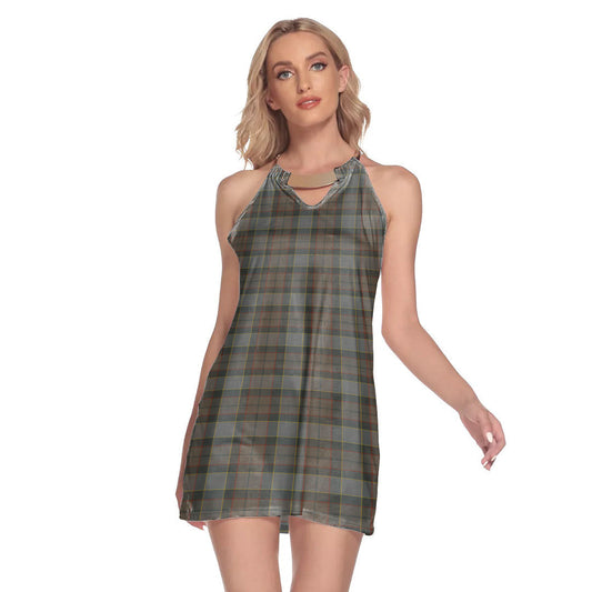 Outlander Fraser Tartan Plaid Round Neck Above Knee Dress