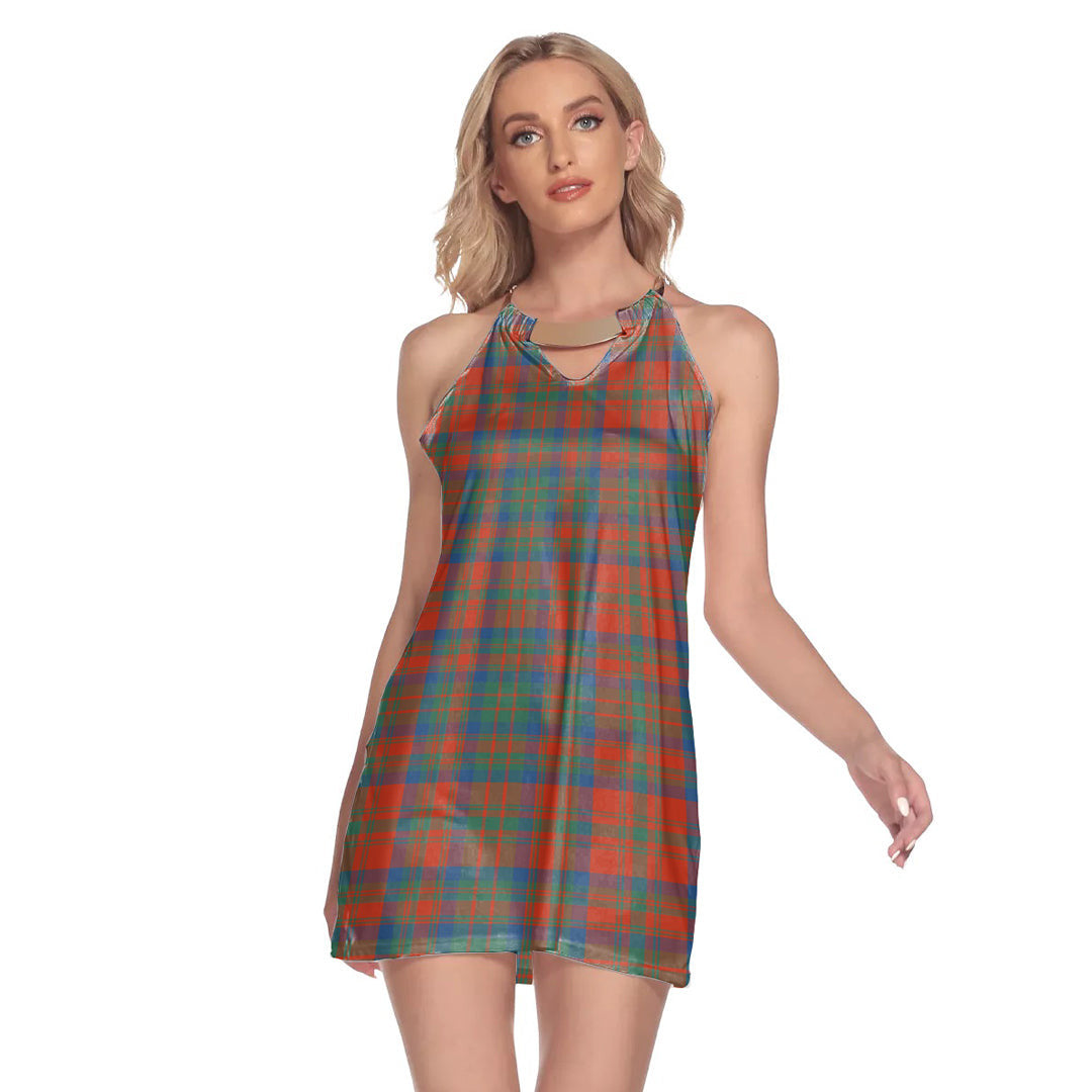 Matheson Ancient Tartan Plaid Round Neck Above Knee Dress