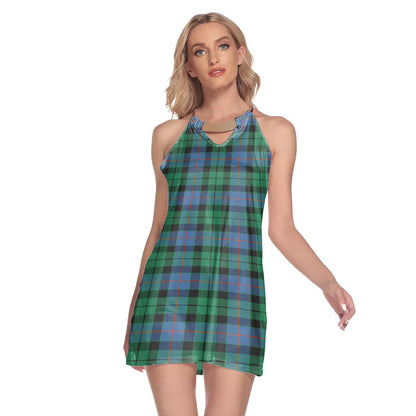 Morrison Ancient Tartan Plaid Round Neck Above Knee Dress