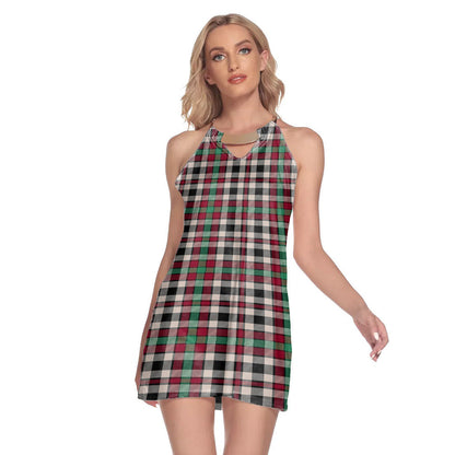 Borthwick Dress Ancient Tartan Plaid Round Neck Above Knee Dress