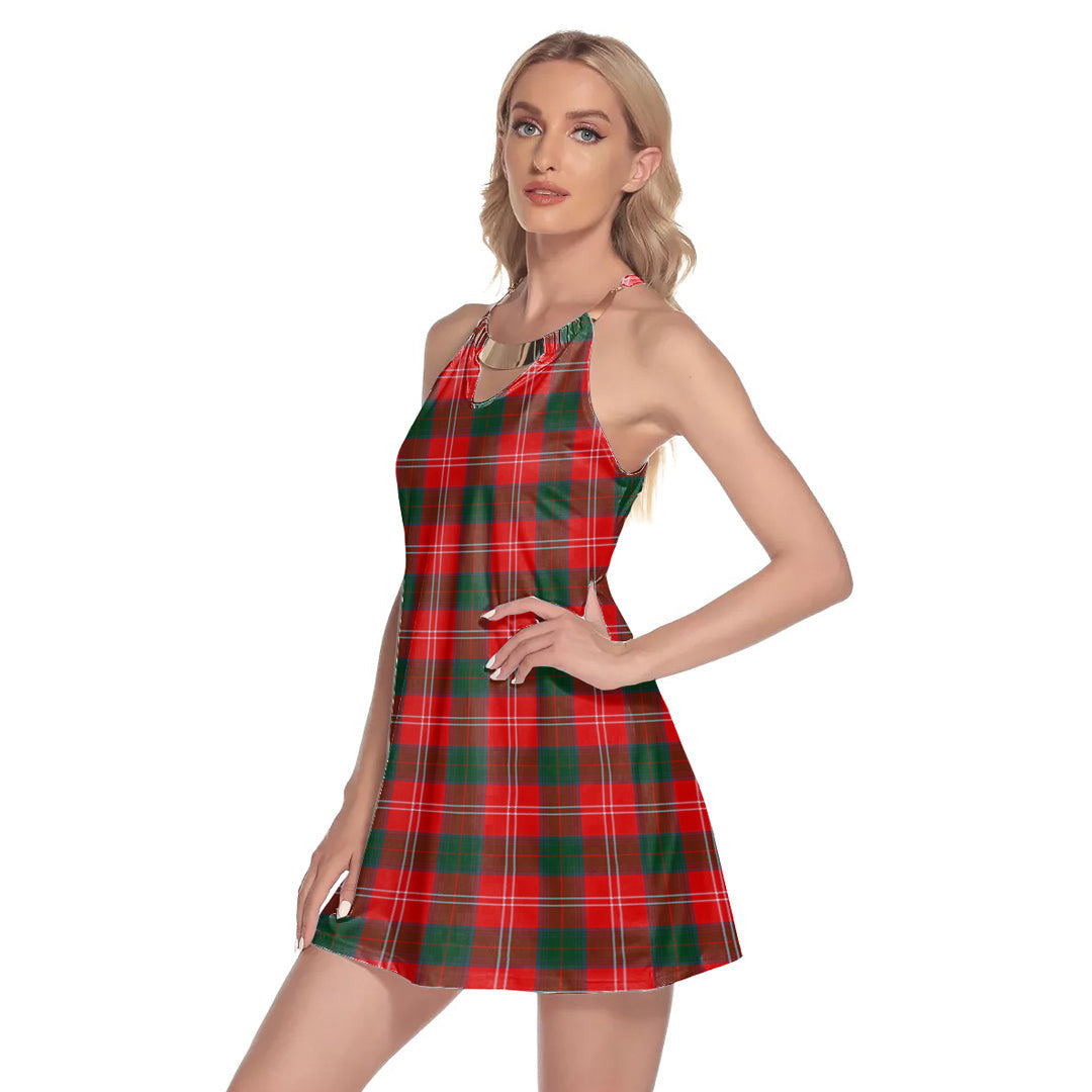 Chisholm Modern Tartan Plaid Round Neck Above Knee Dress