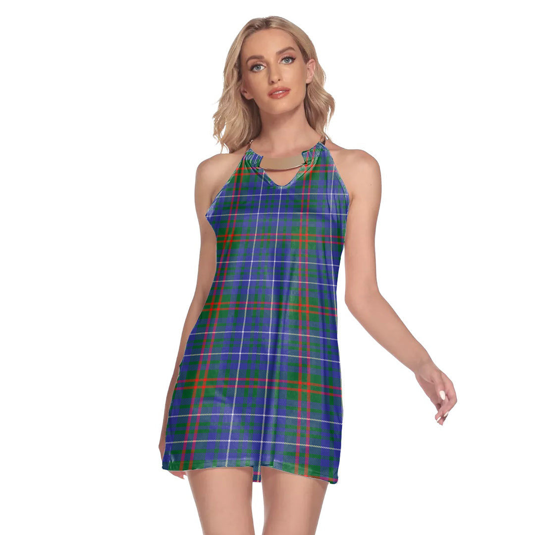 Edmonstone Tartan Plaid Round Neck Above Knee Dress