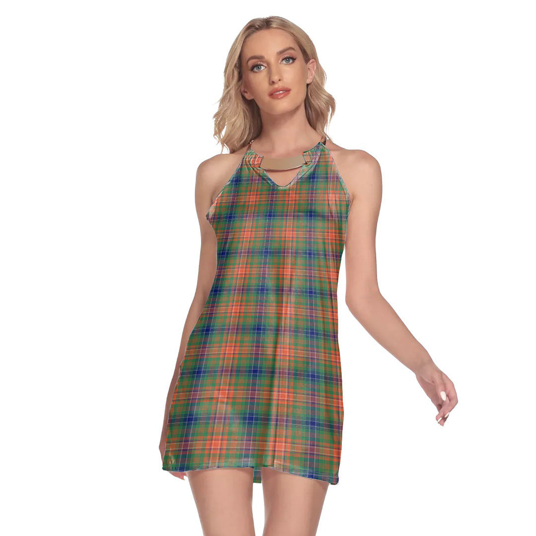 Wilson Ancient Tartan Plaid Round Neck Above Knee Dress