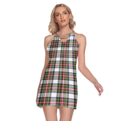 Stewart Dress Modern Tartan Plaid Round Neck Above Knee Dress