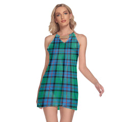 Flower Of Scotland Tartan Plaid Round Neck Above Knee Dress