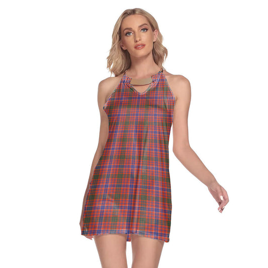 MacRae Ancient Tartan Plaid Round Neck Above Knee Dress