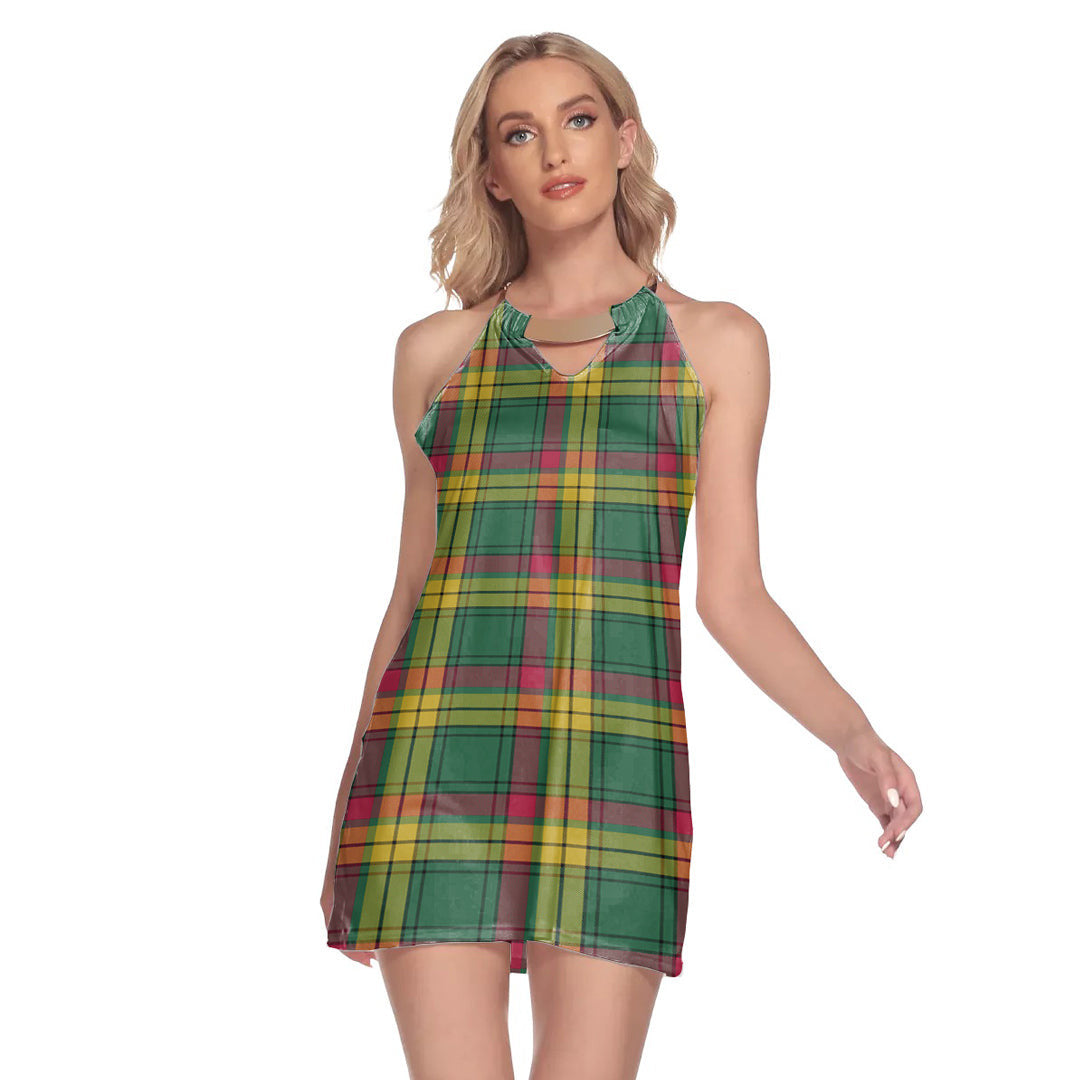 MacMillan Old Ancient Tartan Plaid Round Neck Above Knee Dress