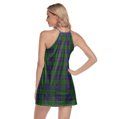 Lockhart Modern Tartan Plaid Round Neck Above Knee Dress