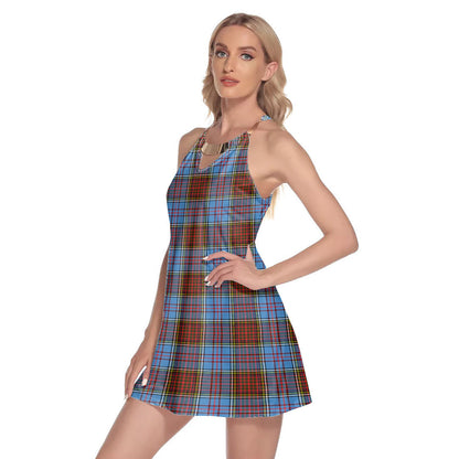 Anderson Modern Tartan Plaid Round Neck Above Knee Dress