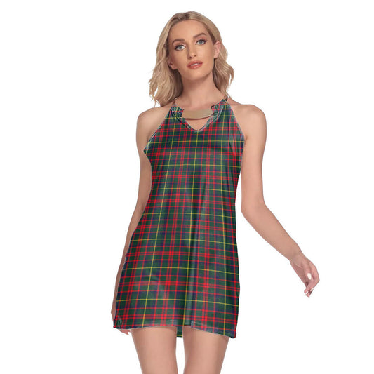 MacKintosh Hunting Modern Tartan Plaid Round Neck Above Knee Dress