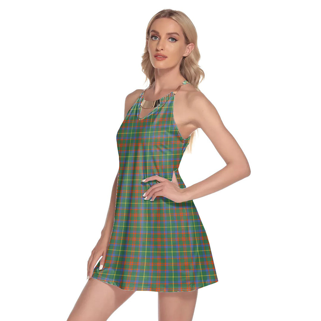 MacKintosh Hunting Ancient Tartan Plaid Round Neck Above Knee Dress