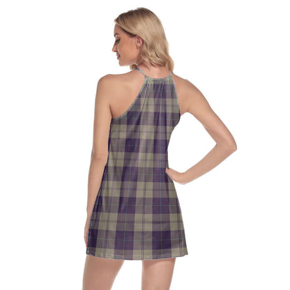 Cunningham Dress Blue Dancers Tartan Plaid Round Neck Above Knee Dress