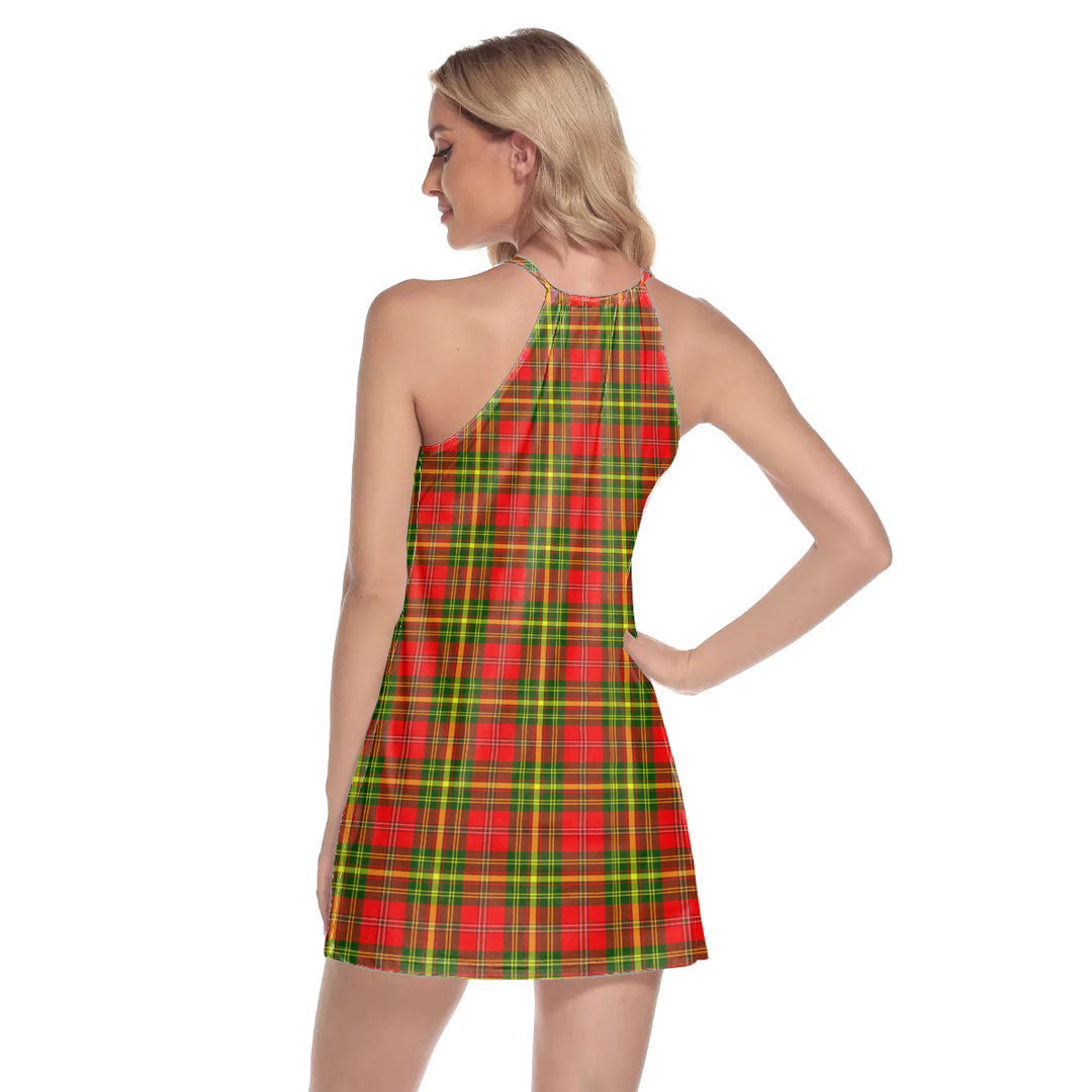 Leask Tartan Plaid Round Neck Above Knee Dress