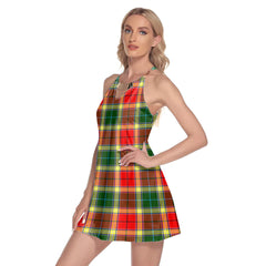 Gibbs Tartan Plaid Round Neck Above Knee Dress