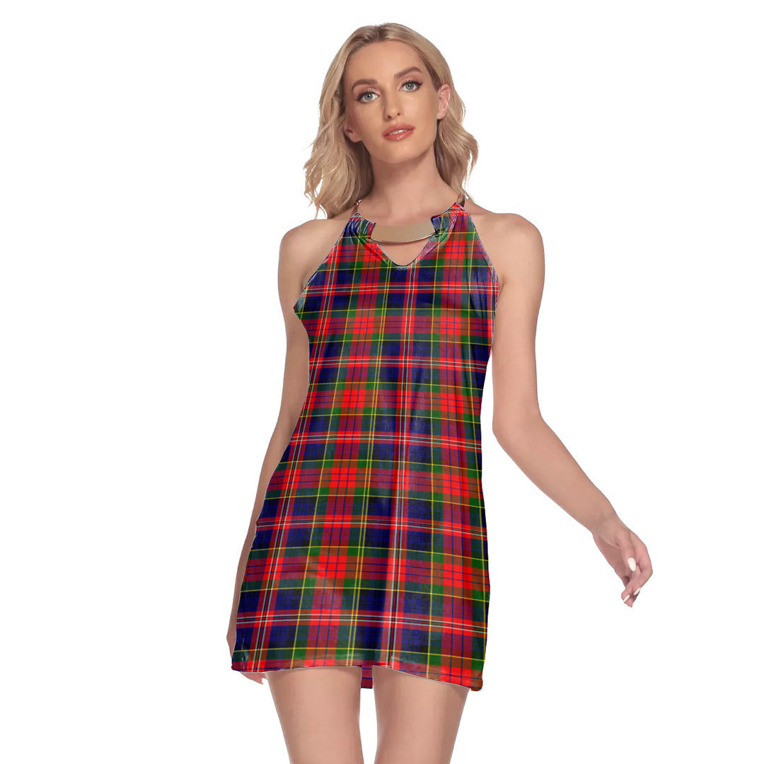 MacPherson Modern Tartan Plaid Round Neck Above Knee Dress