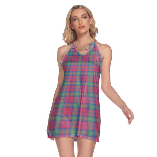 Lindsay Ancient Tartan Plaid Round Neck Above Knee Dress