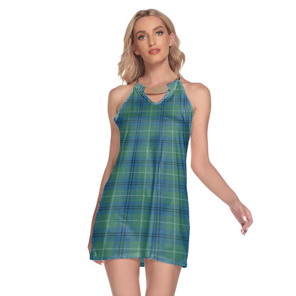 Oliphant Ancient Tartan Plaid Round Neck Above Knee Dress