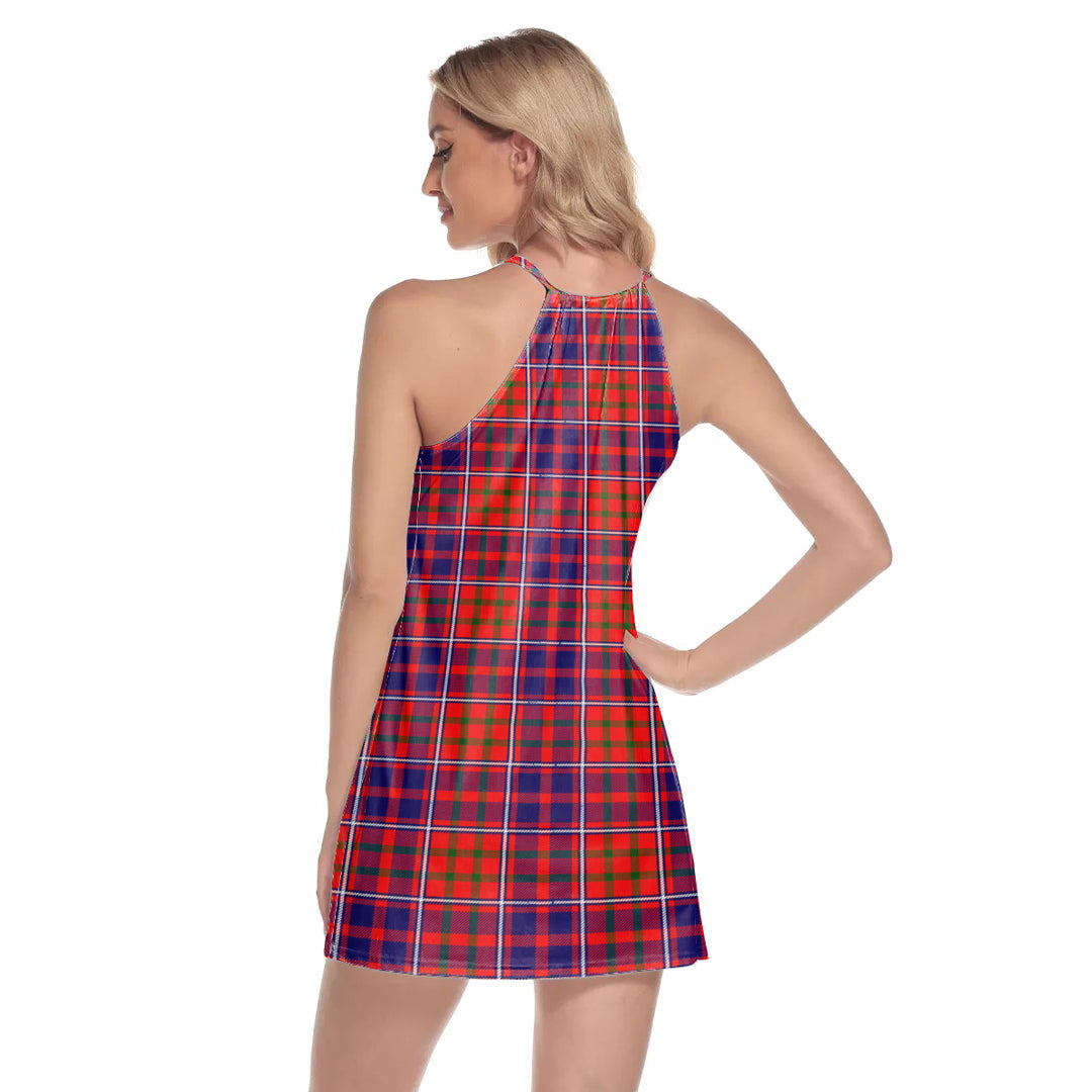 Cameron of Lochiel Modern Tartan Plaid Round Neck Above Knee Dress