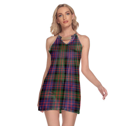 MacDonald Modern Tartan Plaid Round Neck Above Knee Dress