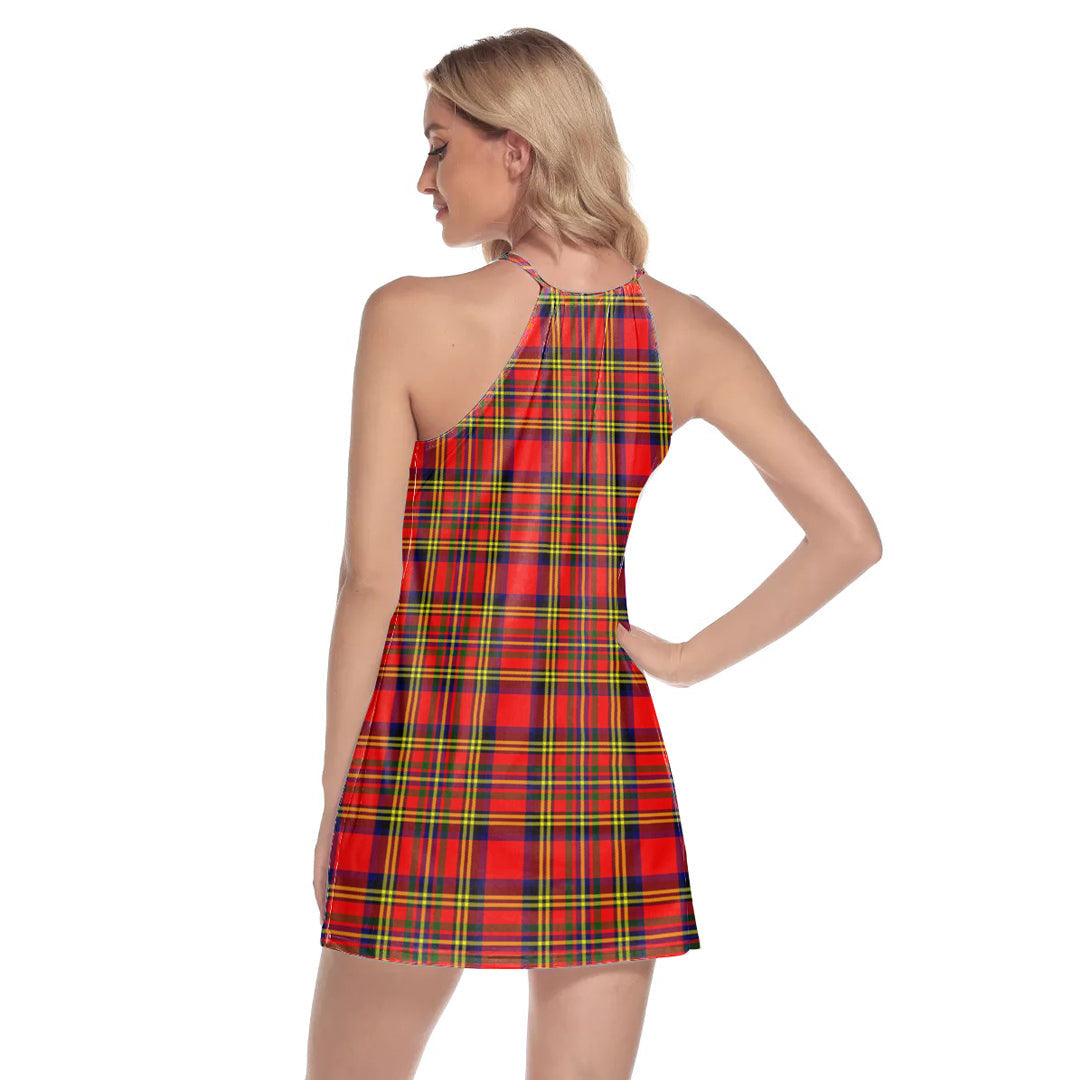 Hepburn Tartan Plaid Round Neck Above Knee Dress