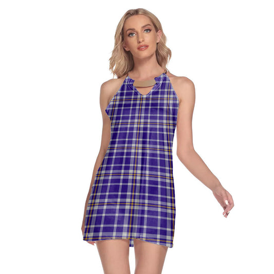 Ochterlony Tartan Plaid Round Neck Above Knee Dress