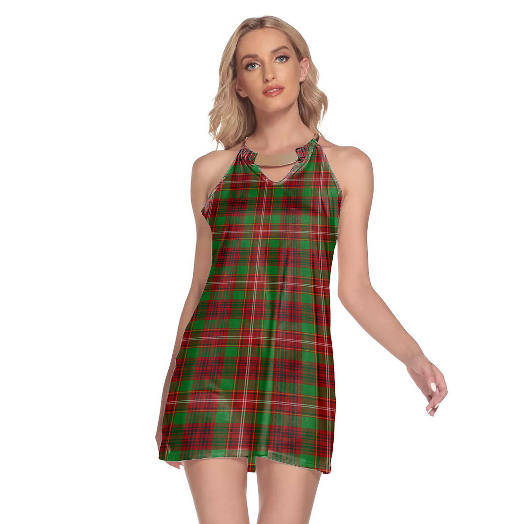 Ainslie Tartan Plaid Round Neck Above Knee Dress