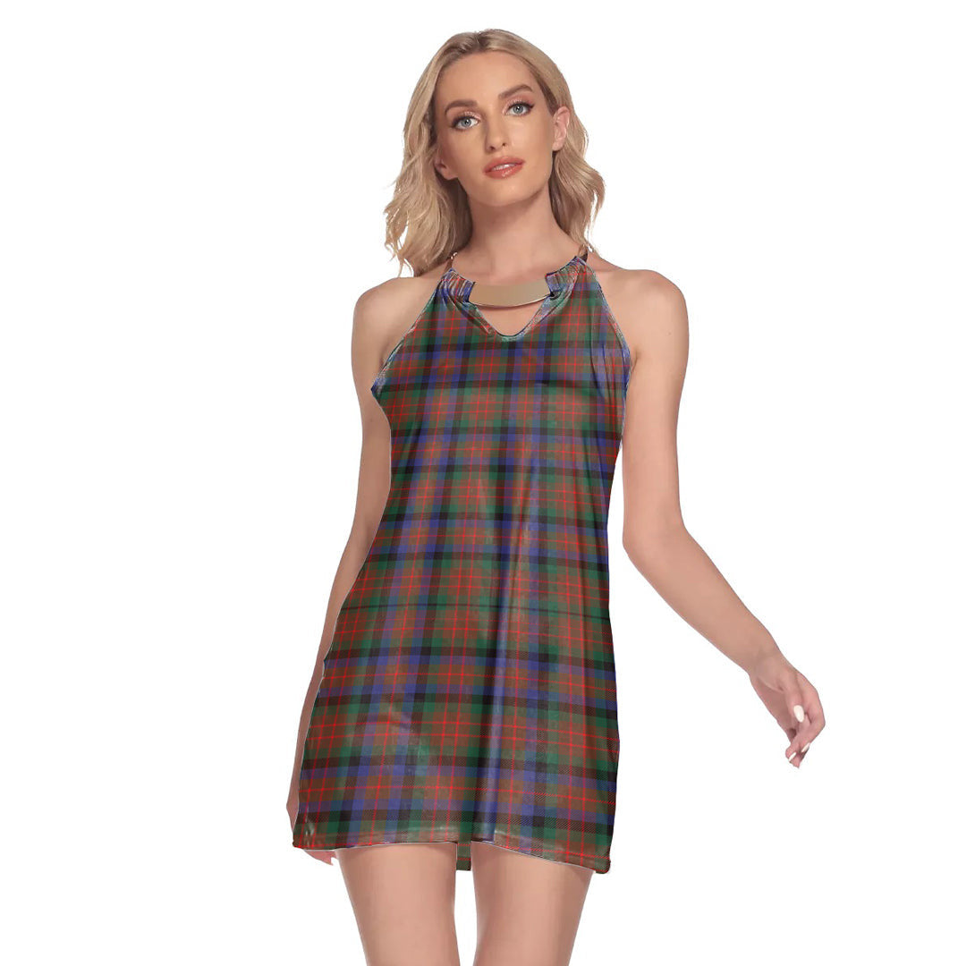 MacDuff Hunting Modern Tartan Plaid Round Neck Above Knee Dress