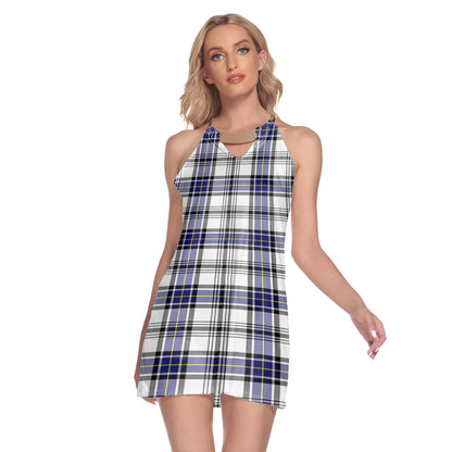 Hannay Modern Tartan Plaid Round Neck Above Knee Dress