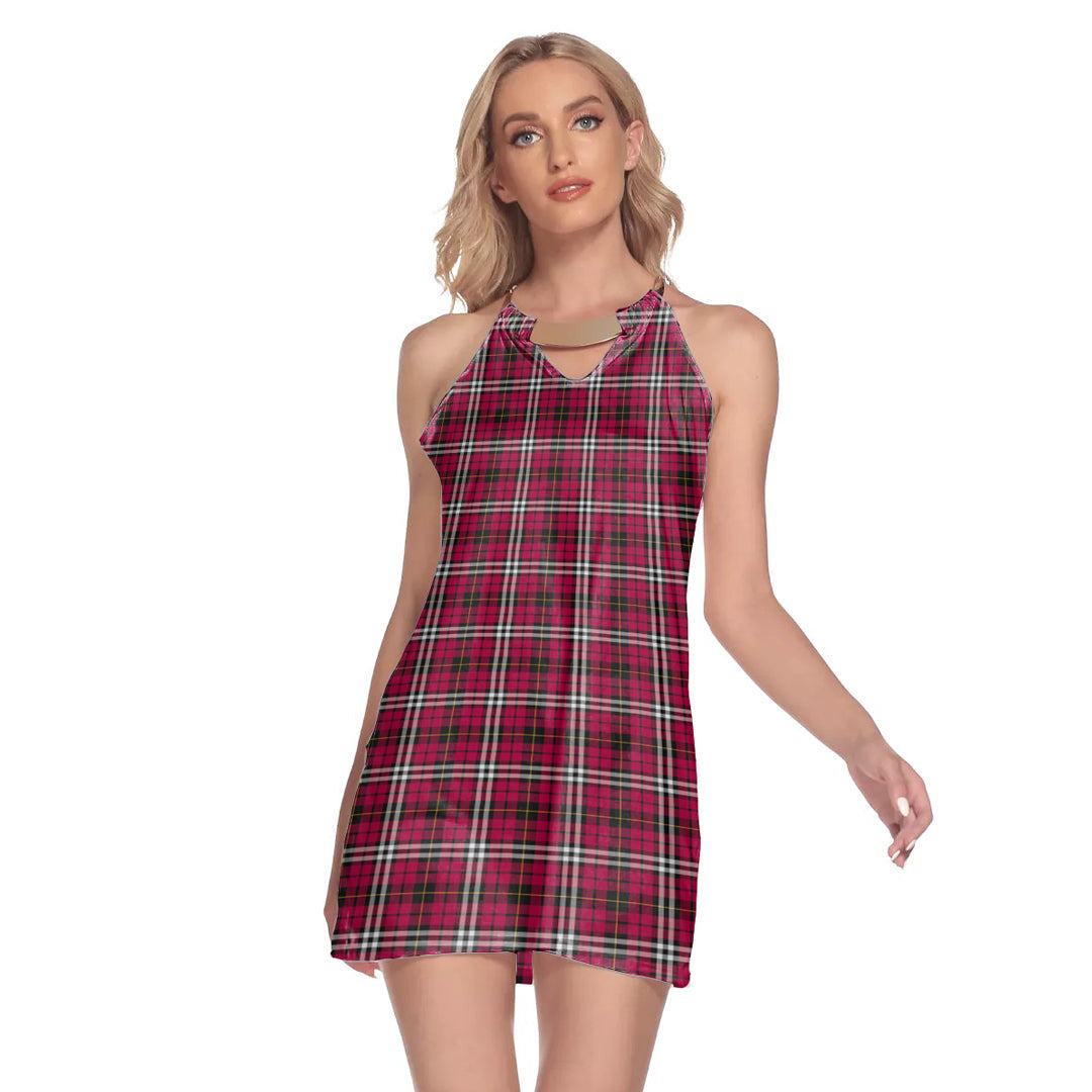 Little Tartan Plaid Round Neck Above Knee Dress