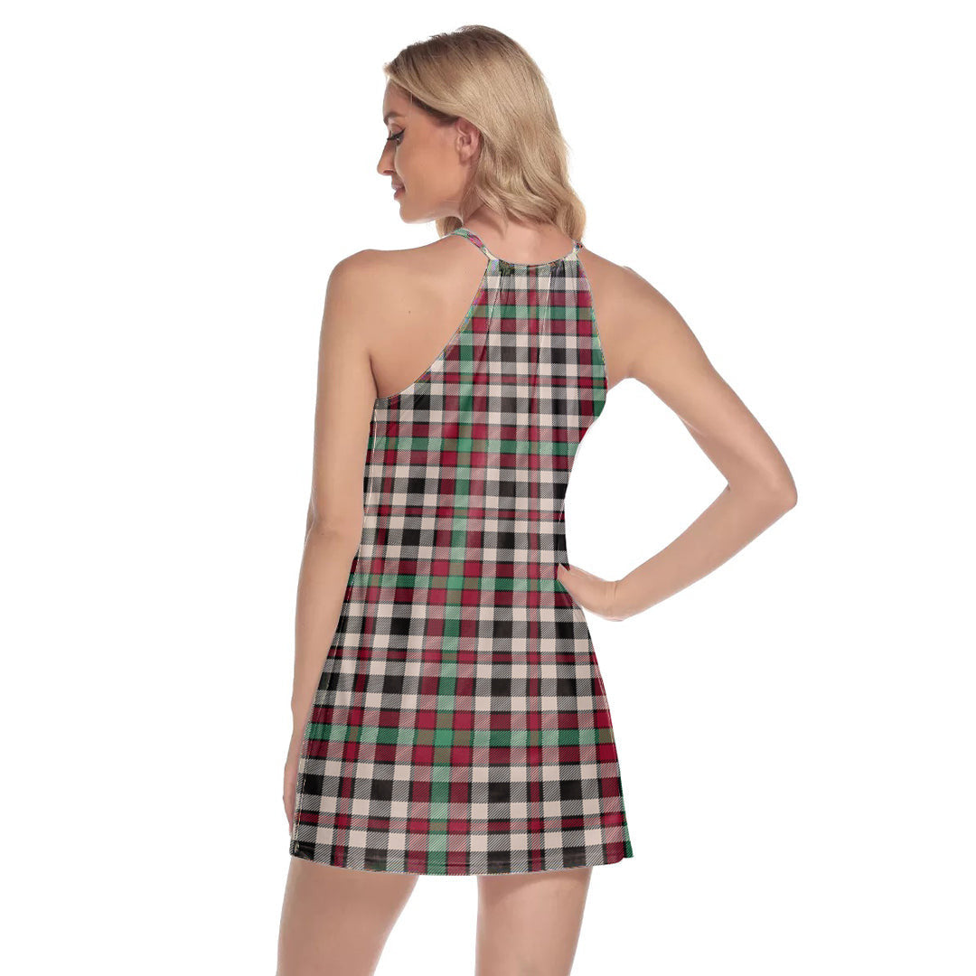 Borthwick Dress Ancient Tartan Plaid Round Neck Above Knee Dress