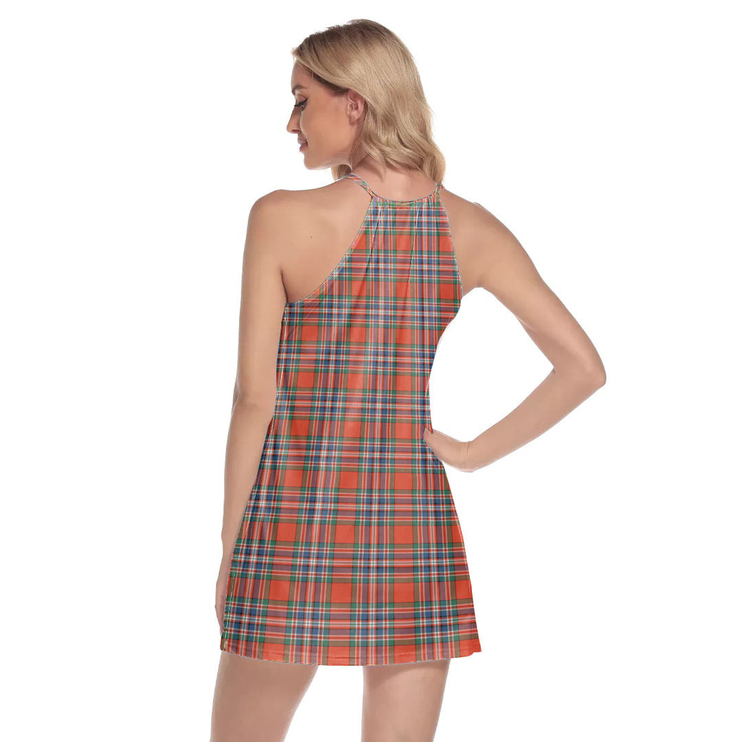 MacFarlane Ancient Tartan Plaid Round Neck Above Knee Dress