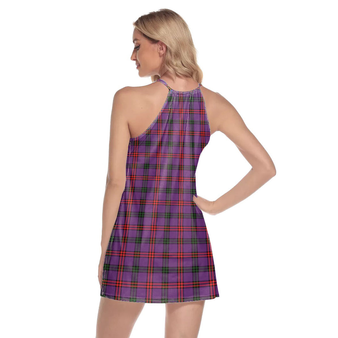 Montgomery Modern Tartan Plaid Round Neck Above Knee Dress