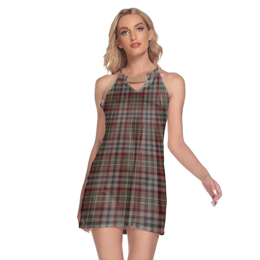 Nicolson Hunting Weathered Tartan Plaid Round Neck Above Knee Dress