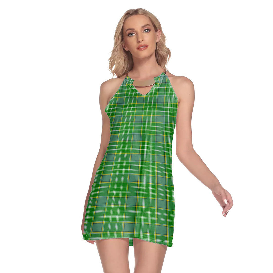 Currie Tartan Plaid Round Neck Above Knee Dress