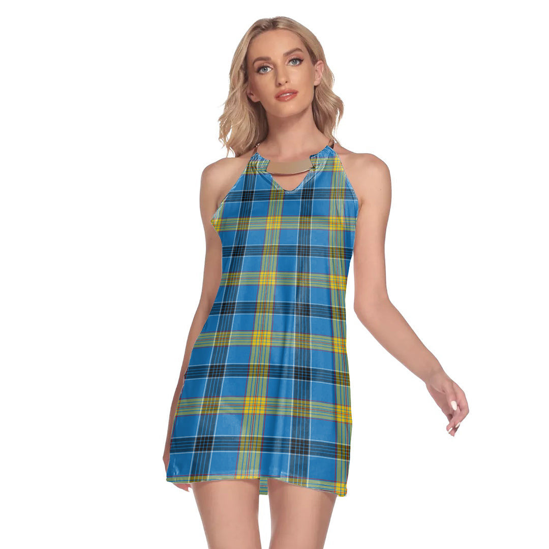 Laing Tartan Plaid Round Neck Above Knee Dress