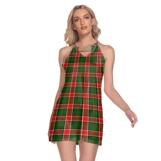 Pollock Modern Tartan Plaid Round Neck Above Knee Dress