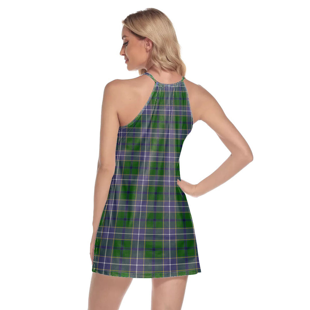 Wishart Hunting Modern Tartan Plaid Round Neck Above Knee Dress