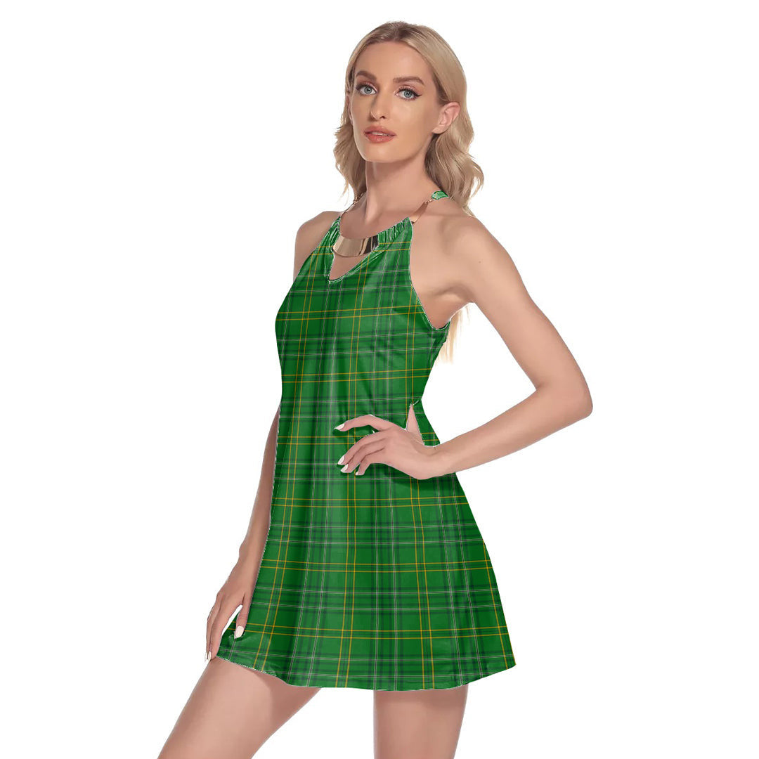 Wexford County Tartan Plaid Round Neck Above Knee Dress