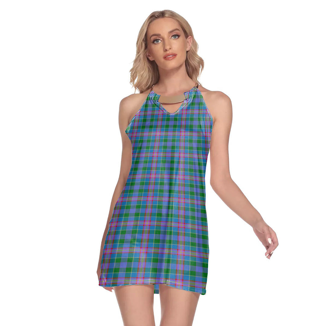 Ralston Tartan Plaid Round Neck Above Knee Dress