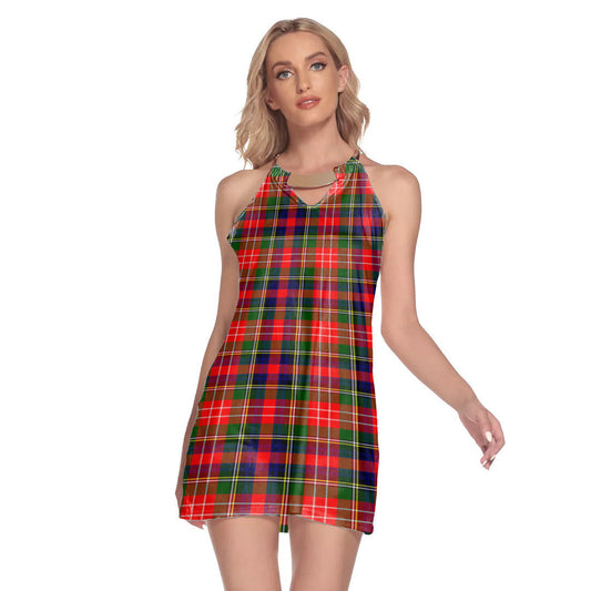 Christie Tartan Plaid Round Neck Above Knee Dress