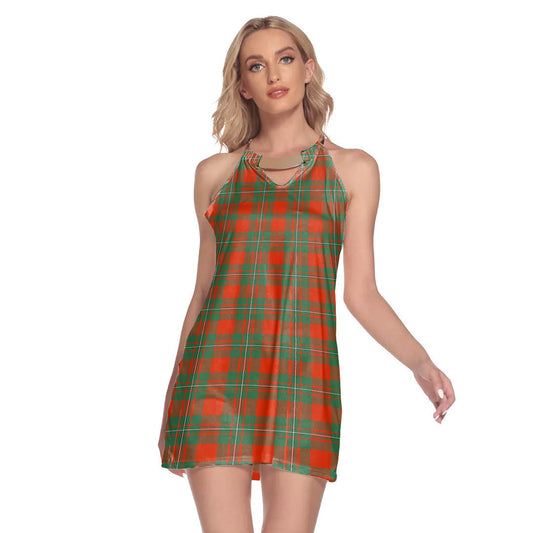 MacGregor Ancient Tartan Plaid Round Neck Above Knee Dress